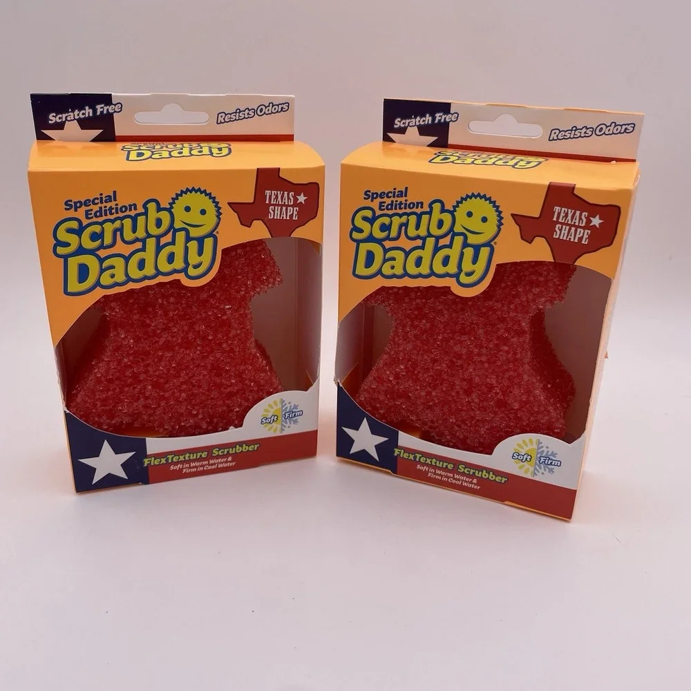 Scrub Daddy -  Special Edition - Texas Shape Scrubber Red Lot Of‎ 2 New In Box!